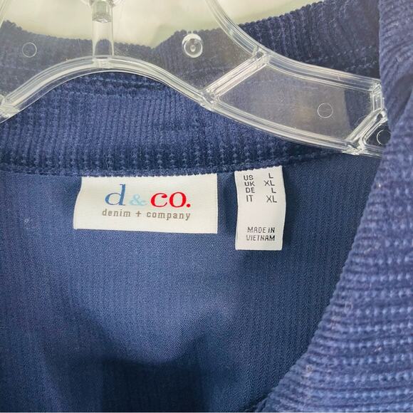 D & Co blue corduroy ribbed button stretch preppy coastal jacket large - Picture 4 of 6
